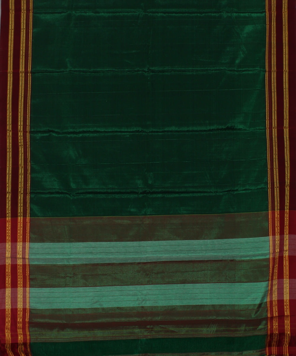 Dark green maroon art silk handwoven gayathri ilkal saree