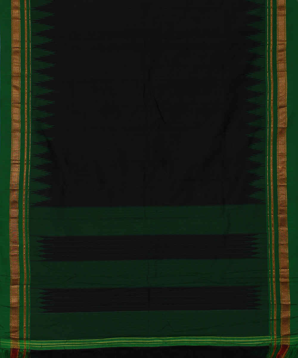 Black green handwoven silk ilkal saree
