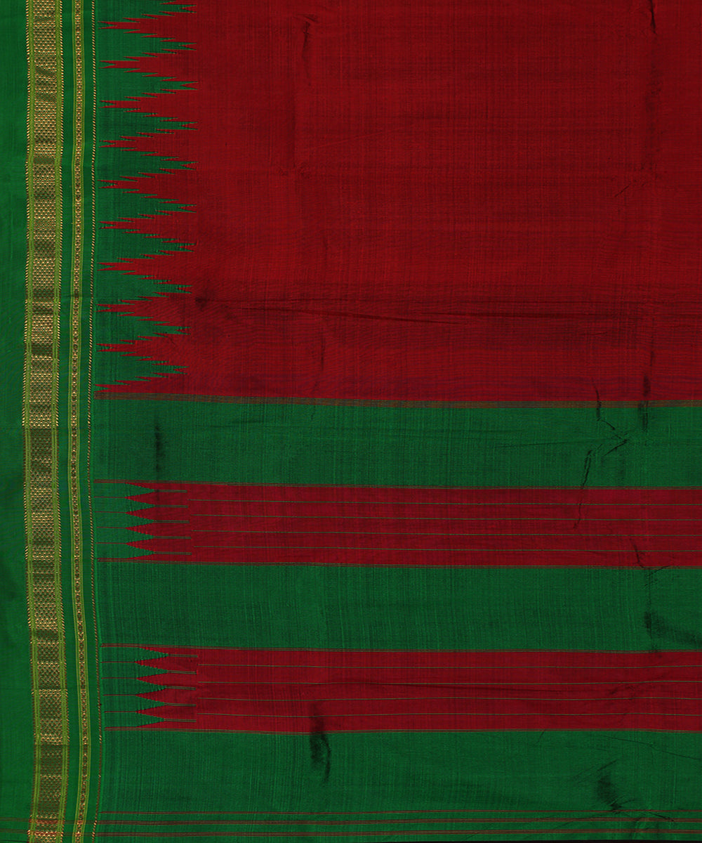 Red green handwoven silk ilkal saree