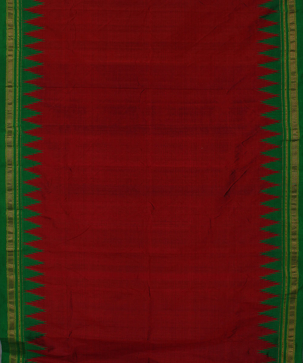 Red green handwoven silk ilkal saree