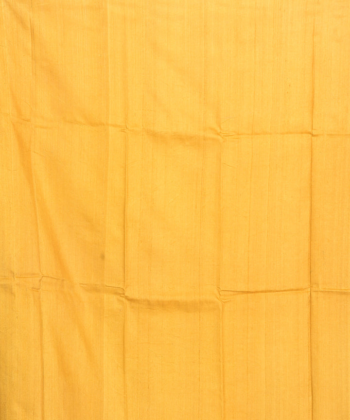 Navy blue yellow handblock printed tussar silk handloom sari