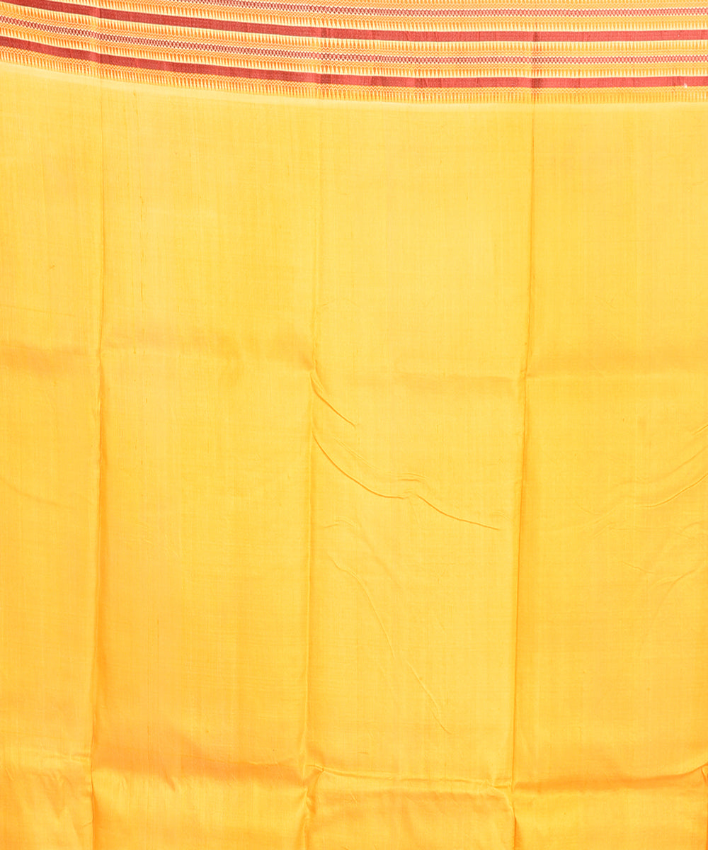 Red mustard handblock printed silk sari