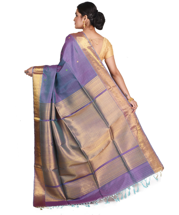 Double shaded mauve handwoven silk bengal sari
