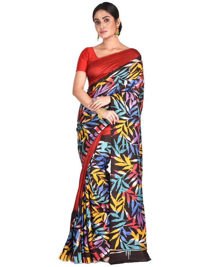 Multicolor batik tie dyed silk bengal sari