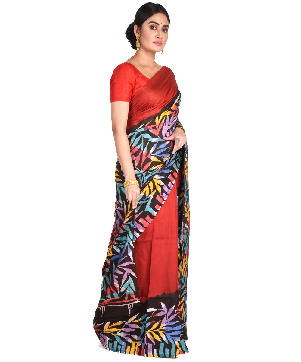 Multicolor batik tie dyed silk bengal sari