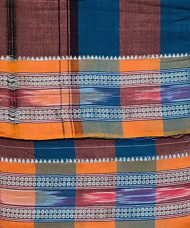 Multicolour stripes handwoven cotton sambalpuri dhoti