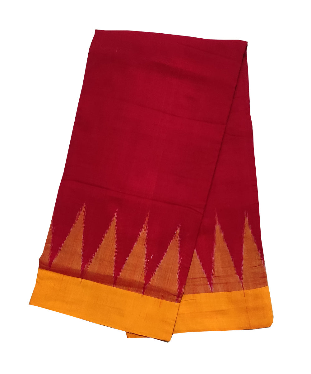 Red and yellow border handwoven cotton sambalpuri dhoti