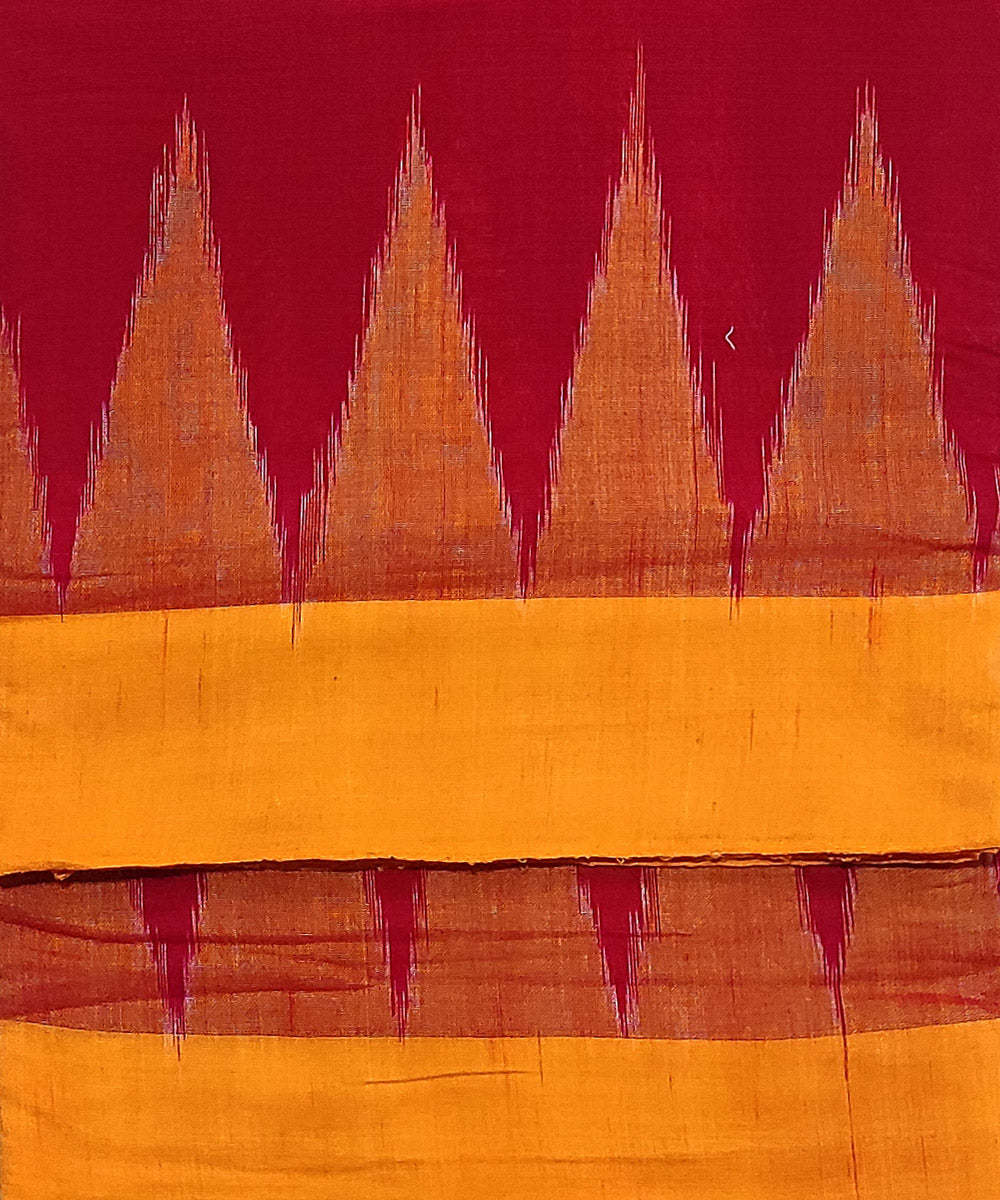 Red and yellow border handwoven cotton sambalpuri dhoti