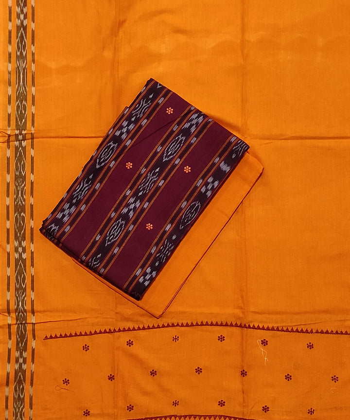 3pc Maroon yellow handwoven sambalpuri dress material