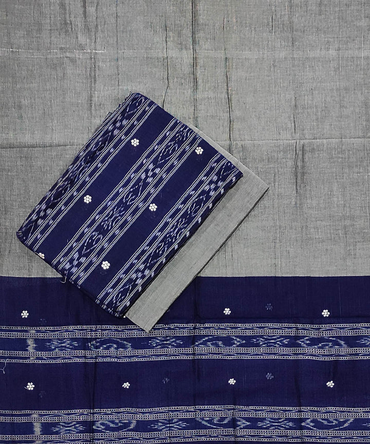 3pc Navy blue grey handwoven sambalpuri dress material