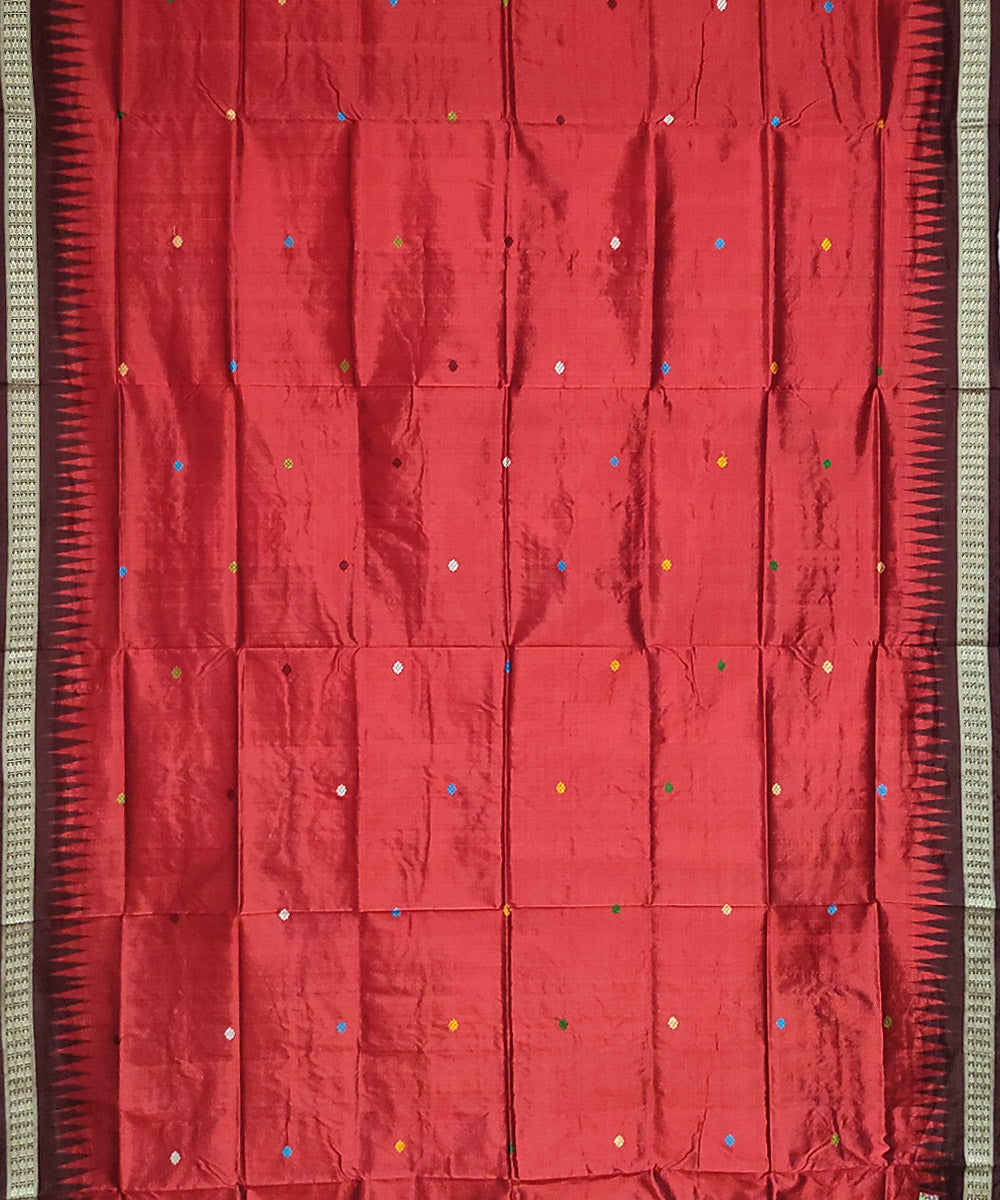 Red maroon handwoven silk dolabedi saree