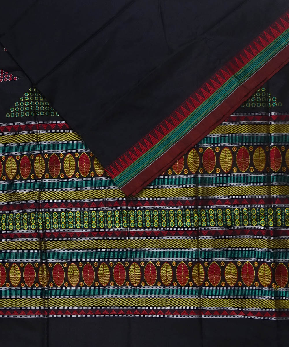 Black handwoven silk dongoria saree