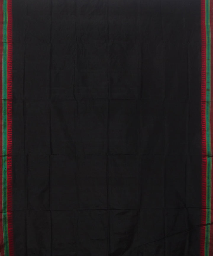 Black handwoven silk dongoria saree