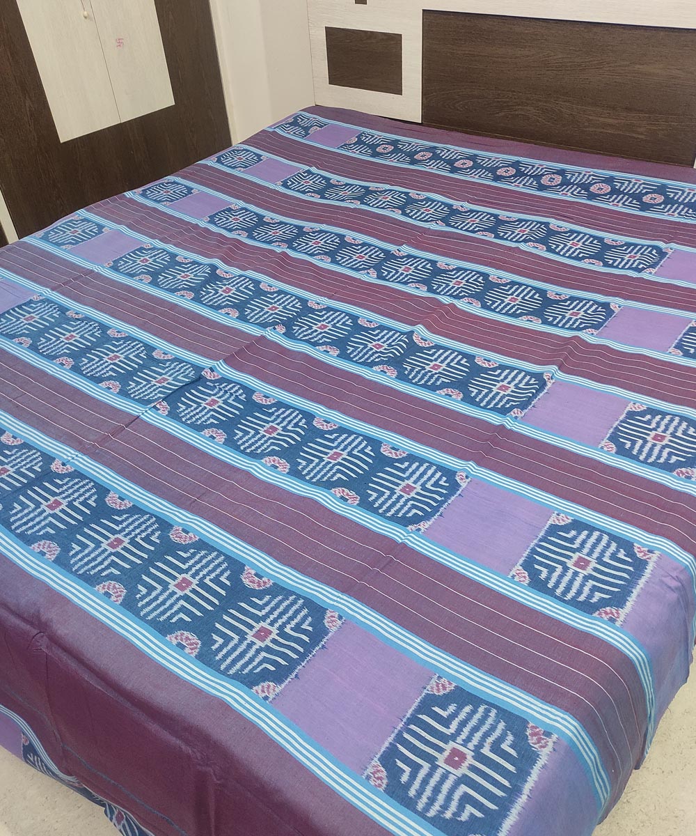 Grey and mauve handloom sambalpuri cotton bedsheet