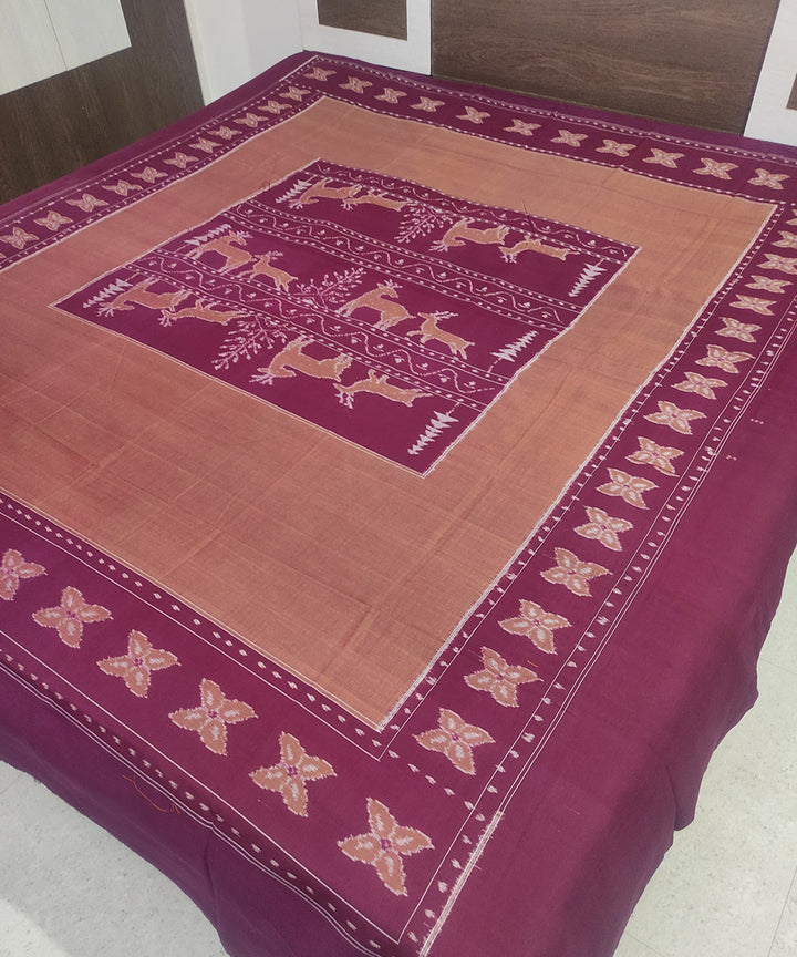 Maroon brown handloom sambalpuri cotton bedsheet