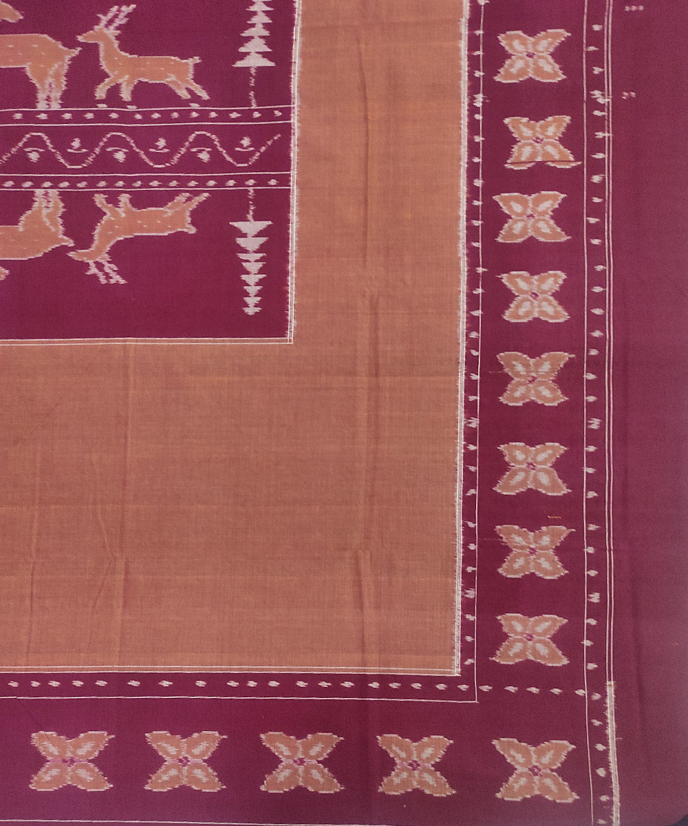 Maroon brown handloom sambalpuri cotton bedsheet