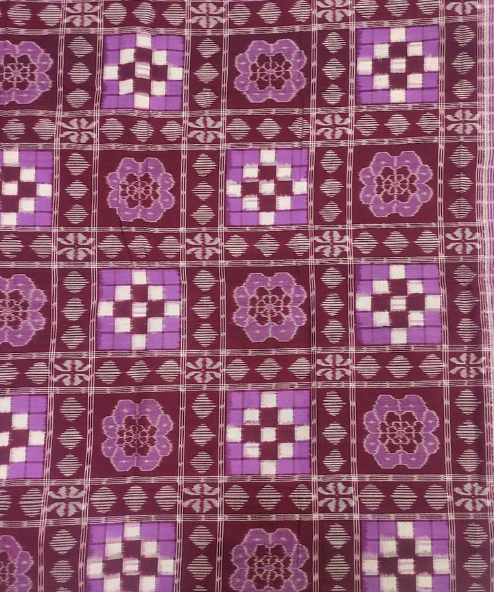 Purple, maroon and white handloom sambalpuri cotton bedsheet