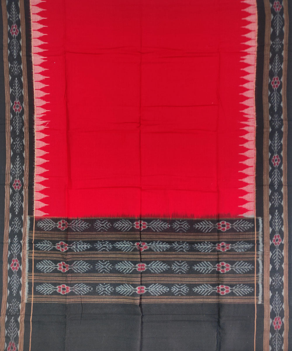 3 pc Black red hand woven cotton sambalpuri dress material
