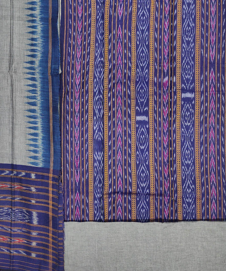 3pc Purple grey handwoven cotton sambalpuri ikat dress material