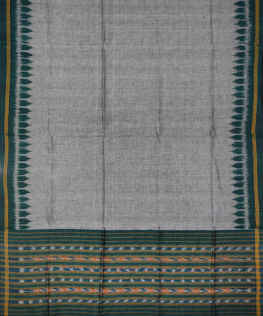 3pc Grey dark green handwoven cotton sambalpuri ikat dress material