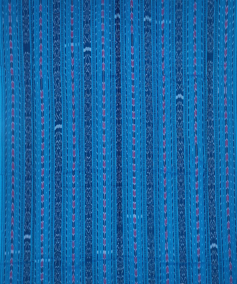 3pc Sky blue black handwoven cotton sambalpuri ikat dress material