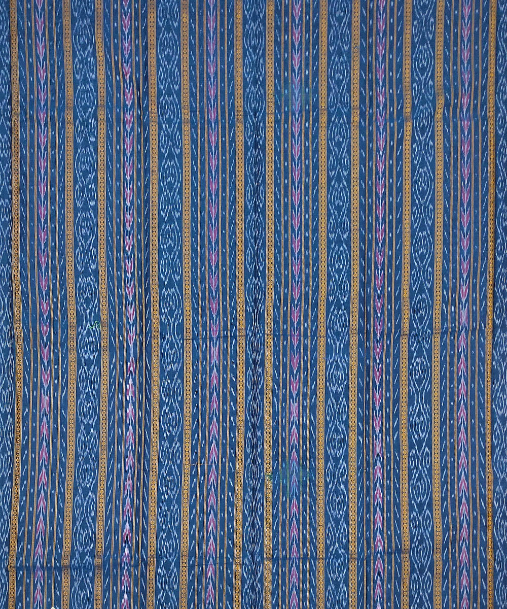 3pc Navy blue orange handwoven cotton sambalpuri ikat dress material