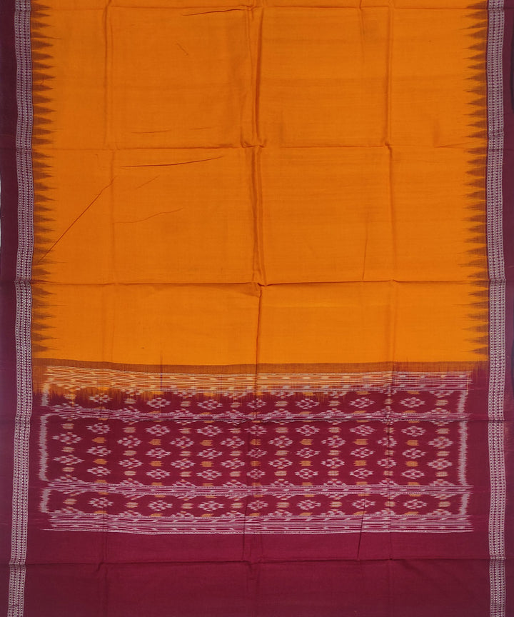 3pc Maroon yellow hand loom cotton sambalpuri ikat dress material set