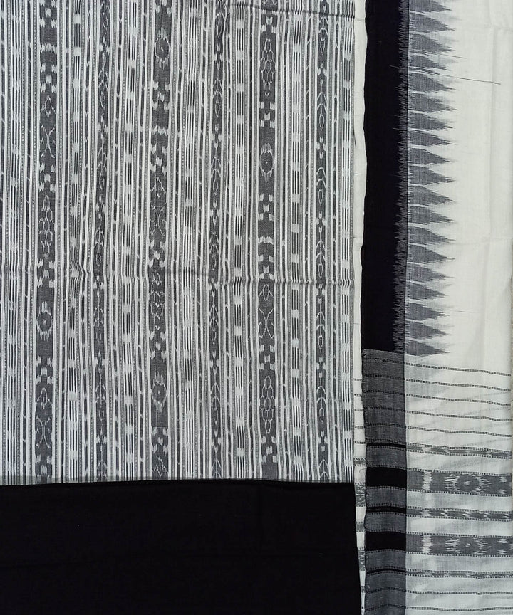 3pc Grey black handwoven nuapatna cotton dress material