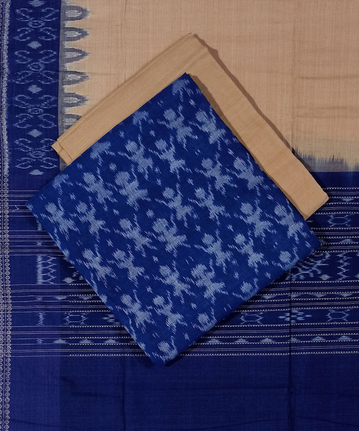 3pc Navy blue beige handwoven sambalpuri cotton dress material