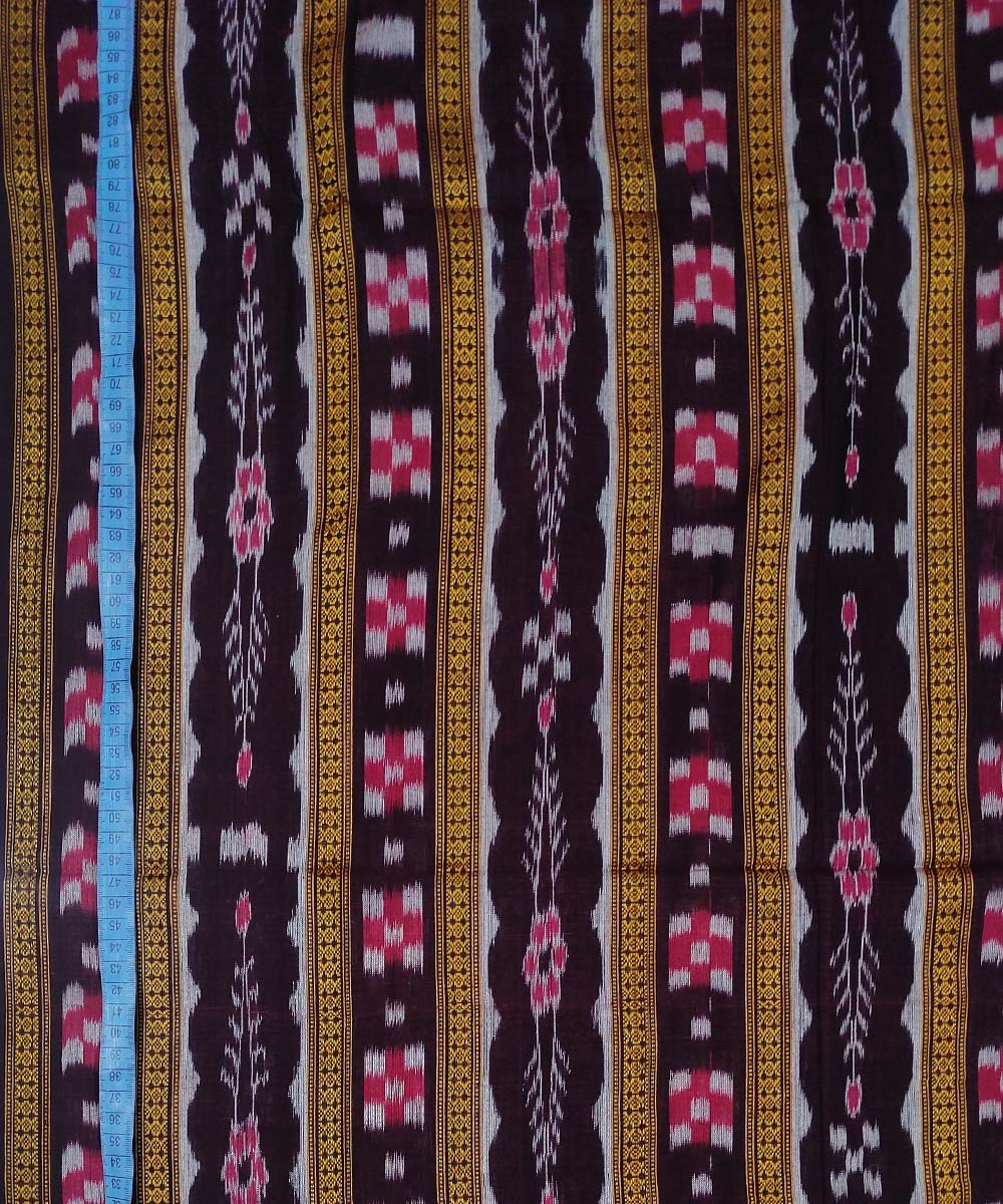 2.5m Maroon handwoven cotton sambalpuri kurta fabric