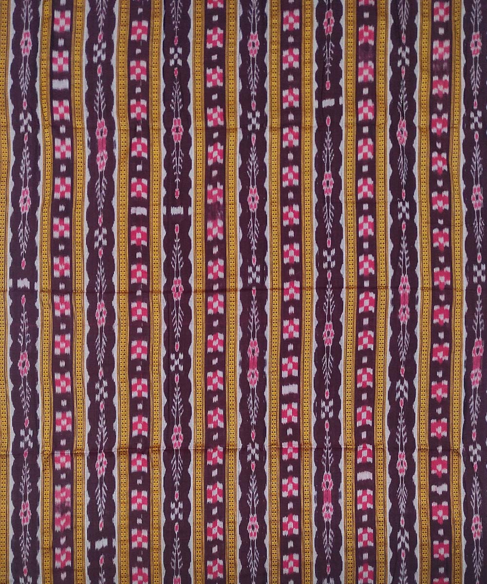 2.5m Maroon handwoven cotton sambalpuri kurta fabric