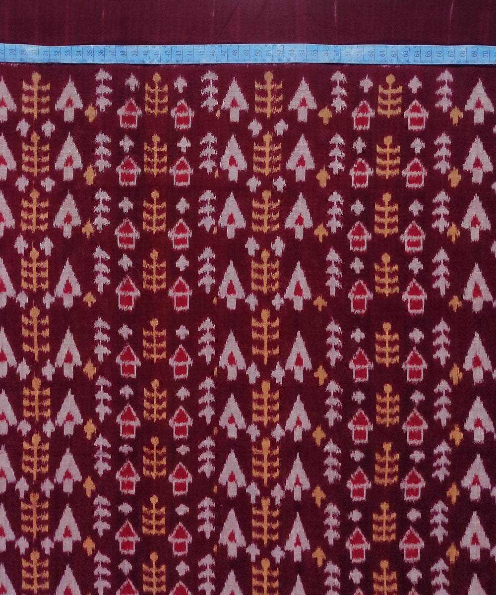 2.5m Dark red handwoven cotton sambalpuri kurta fabric