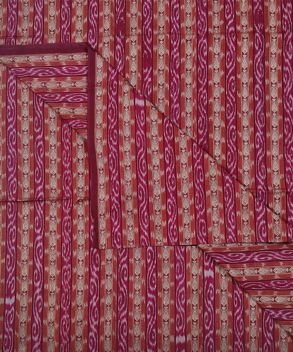 2.5m Red handloom cotton sambalpuri kurta fabric