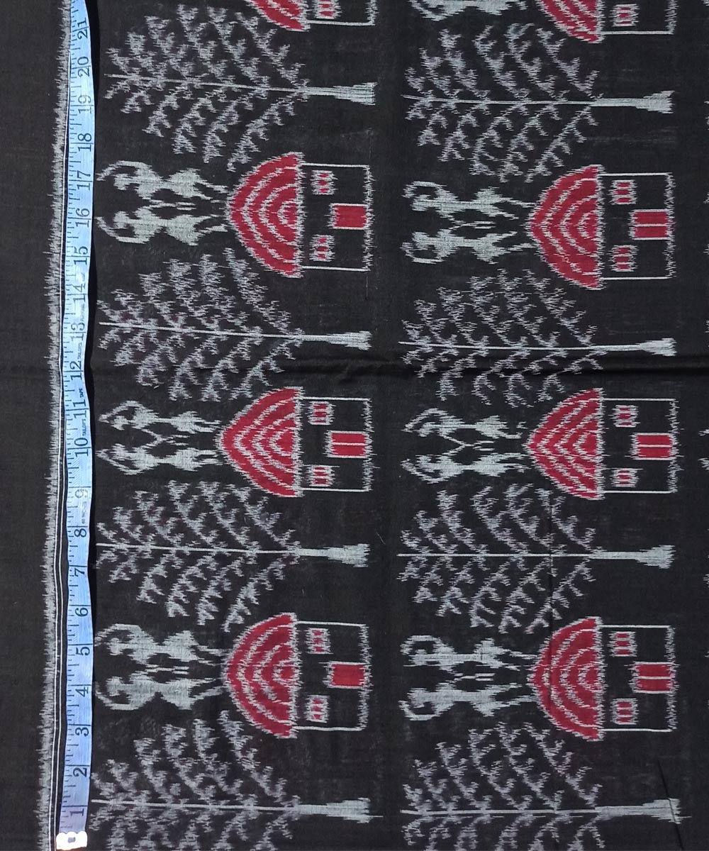 2.5m Black red handwoven cotton sambalpuri kurta material