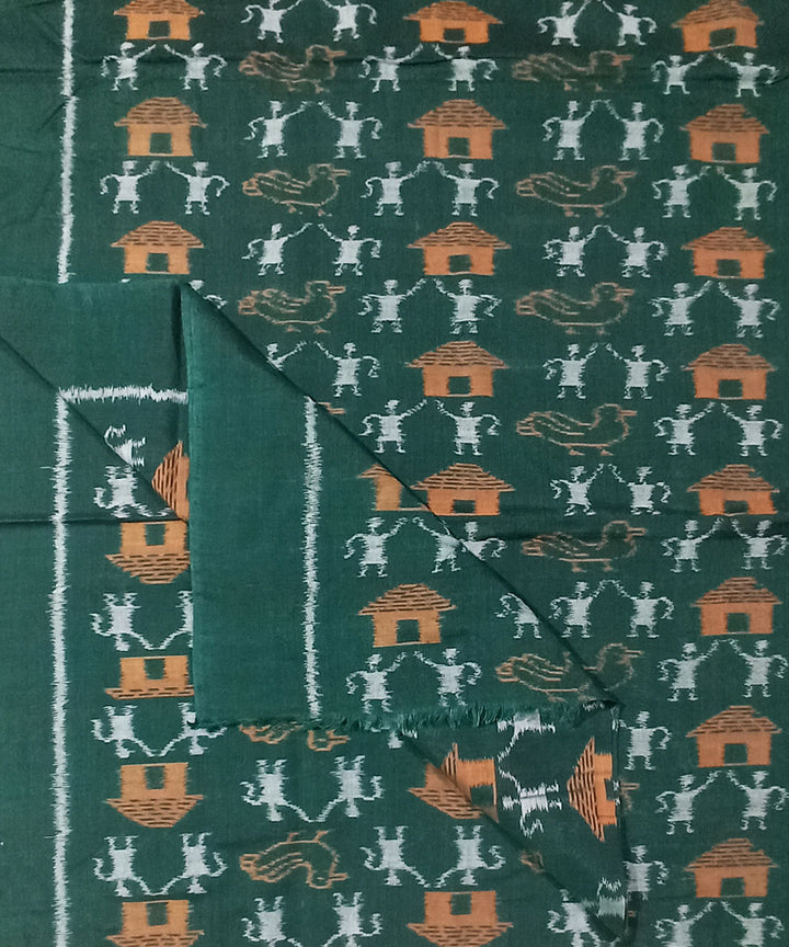 2.5m Dark green handwoven cotton sambalpuri kurta material