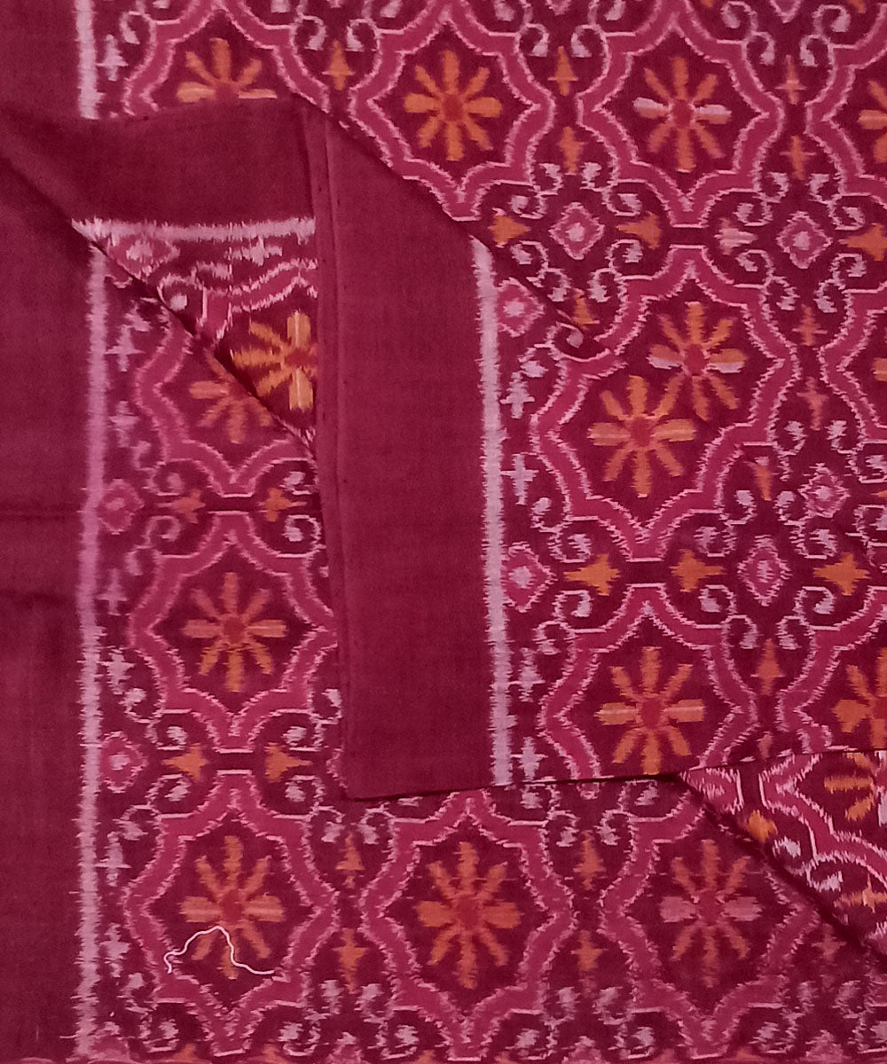 2.5m Maroon handloom cotton sambalpuri kurta material