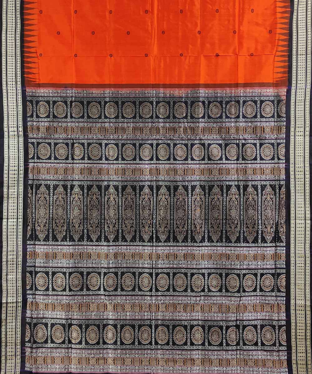Orange handwoven silk bomkai saree