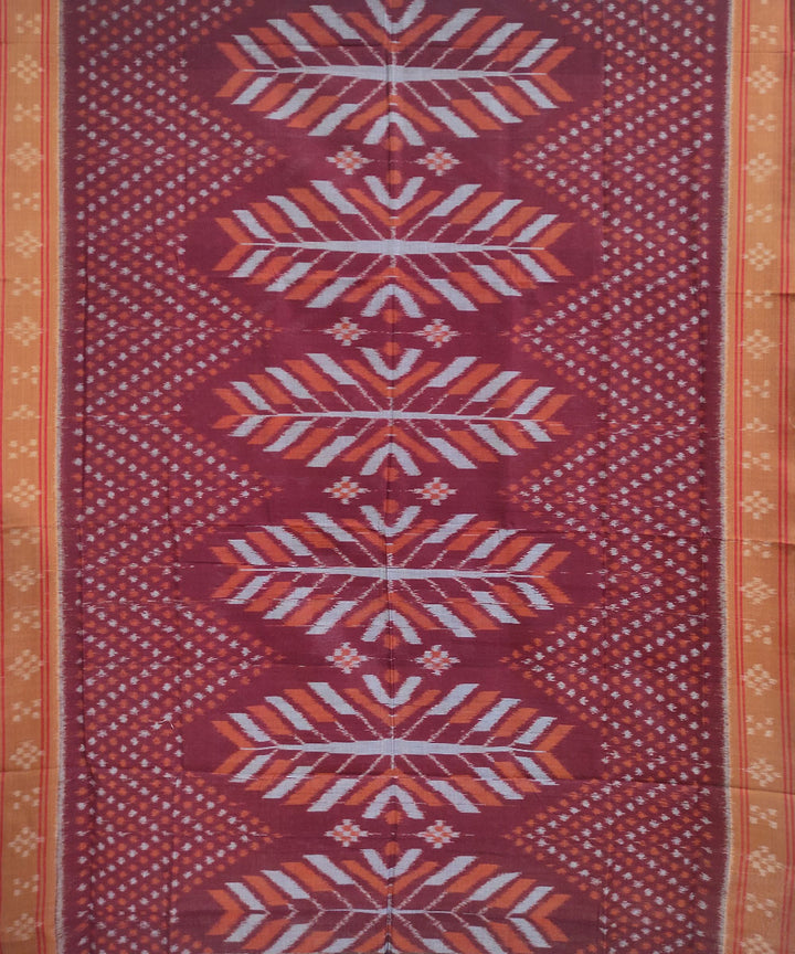 Maroon brown handwoven cotton nuapatna saree