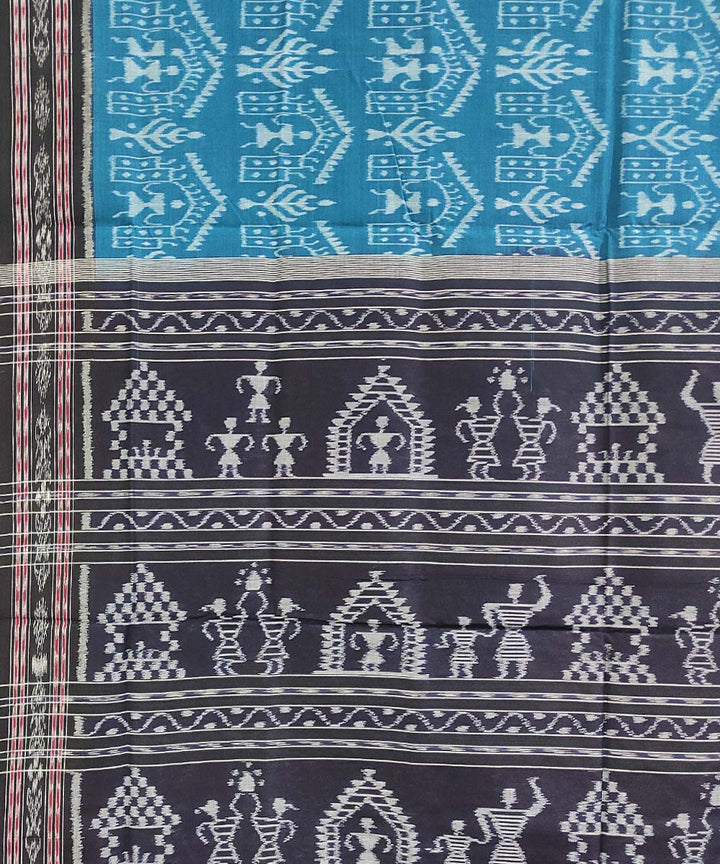 Blue black handwoven cotton nuapatna saree
