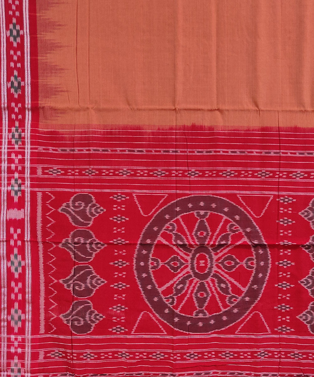 Brown red handwoven cotton nuapatna saree