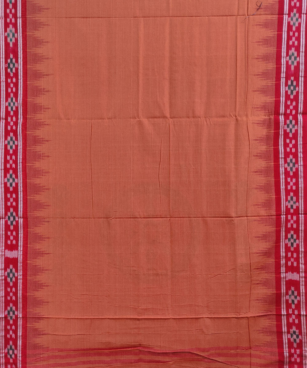 Brown red handwoven cotton nuapatna saree