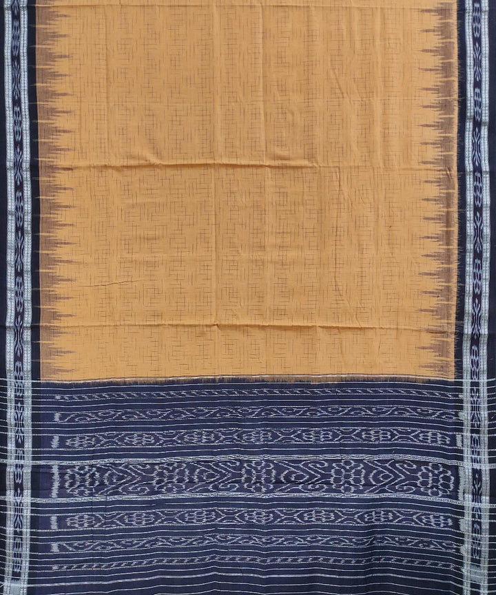 Beige black handwoven cotton nuapatna saree
