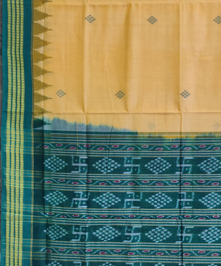 Light yellow green cotton handwoven sambalpuri saree