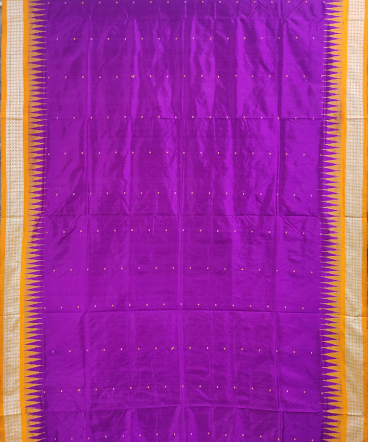 Violet mustard handwoven silk bomkai saree