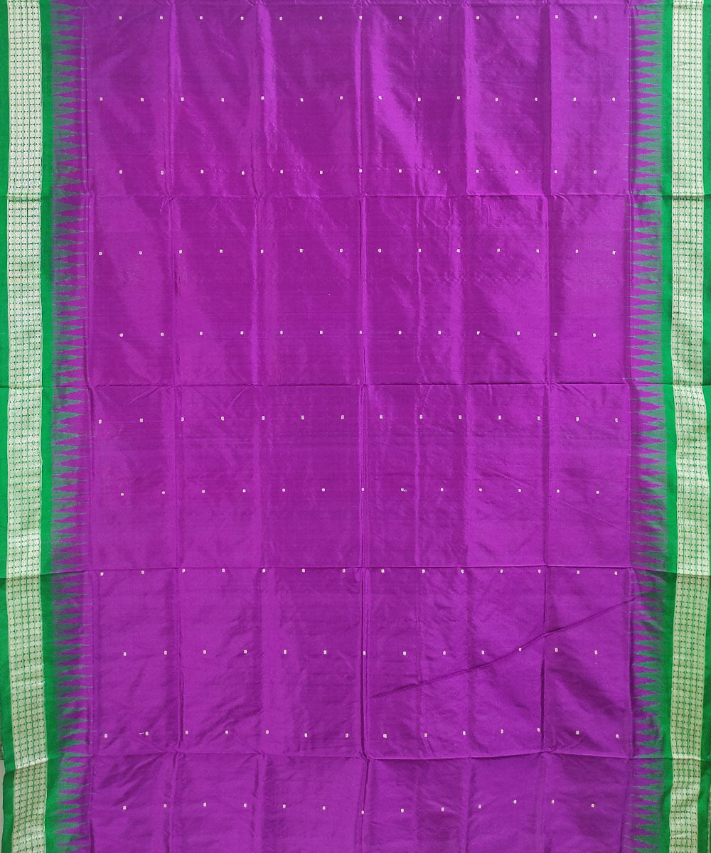Violet green handwoven silk bomkai saree