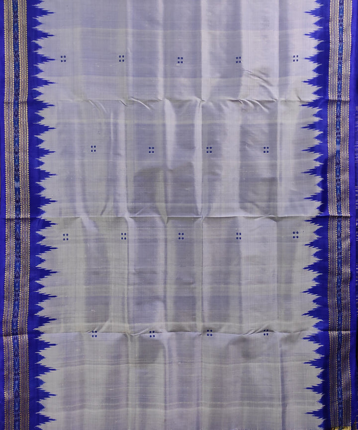 Grey blue handwoven silk khandua saree