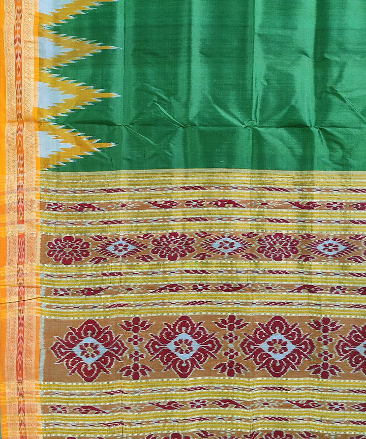 Green mustard handwoven silk khandua saree