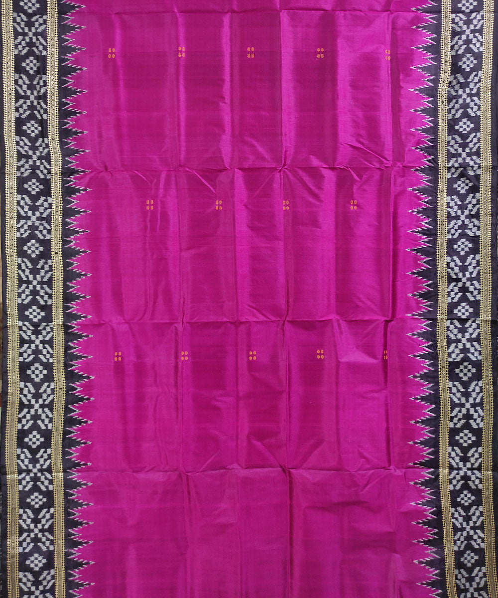 Magenta black handwoven silk khandua saree