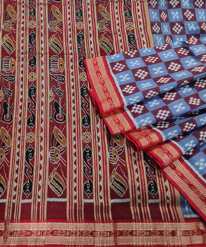 Multicolor handwoven silk khandua saree