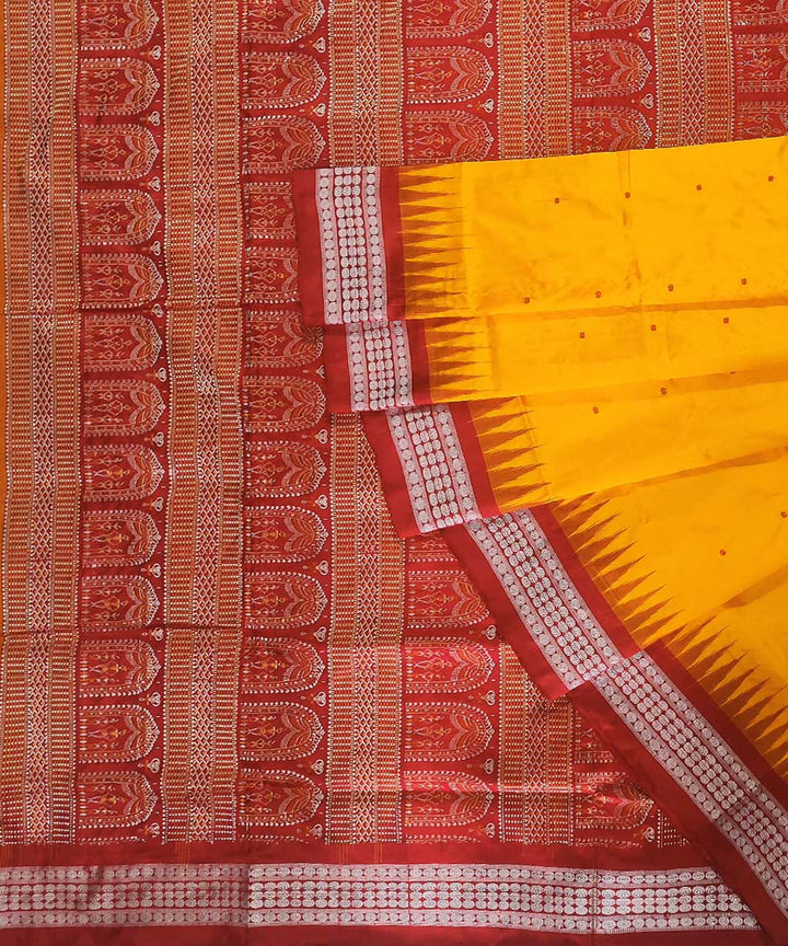 Yellow red silk handloom bomkai saree